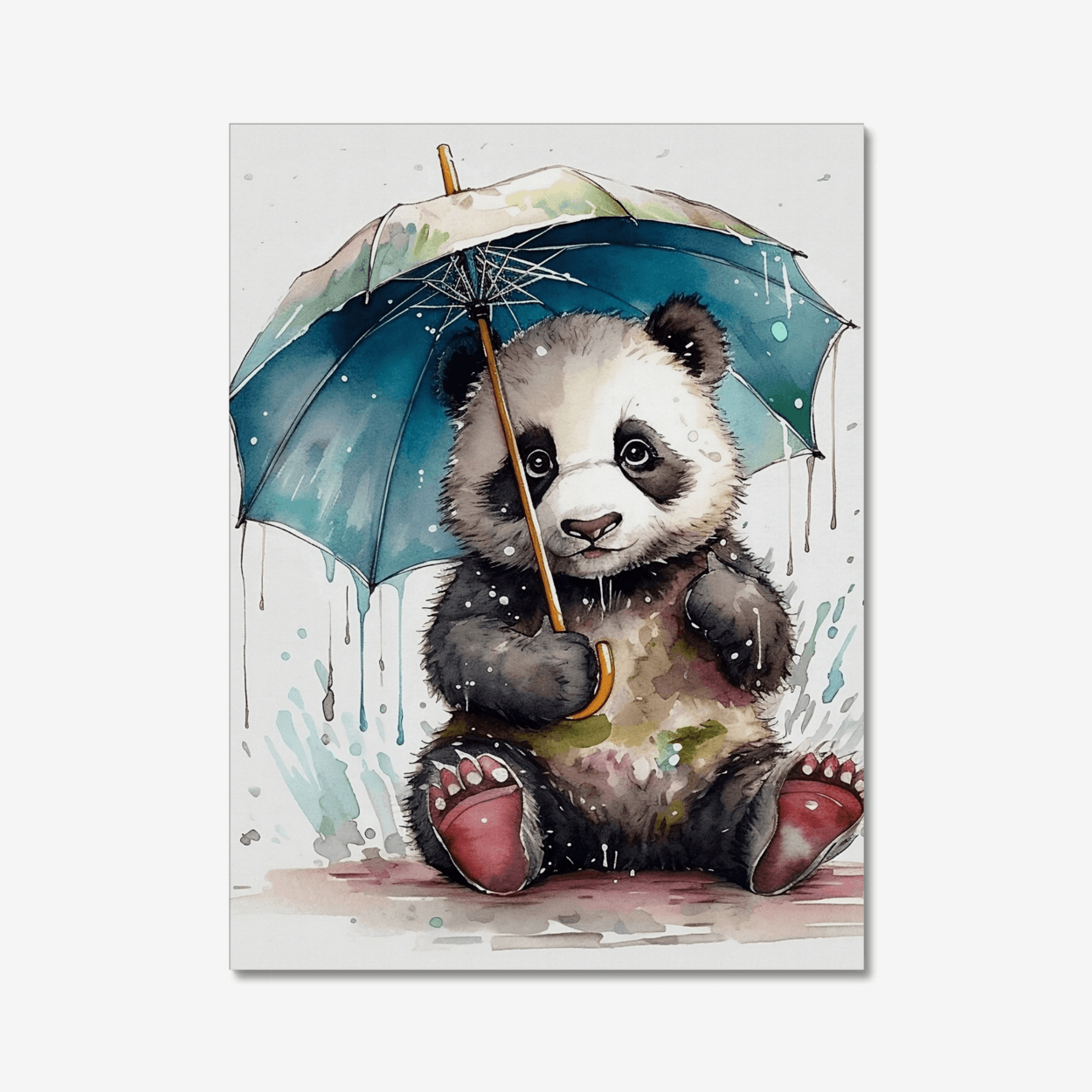Panda under the umbrella